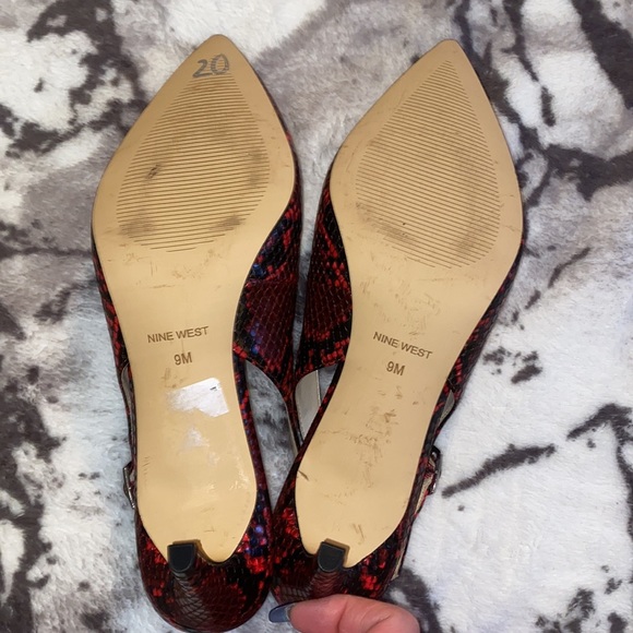 Nine West Red Snakeskin Heels - Picture 5 of 6